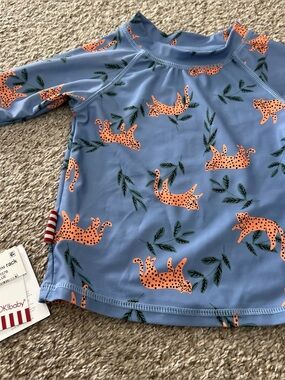 Sookibaby  Blue Baby Rashguard with Orange Cheetahs Size 18/24 Months NWT